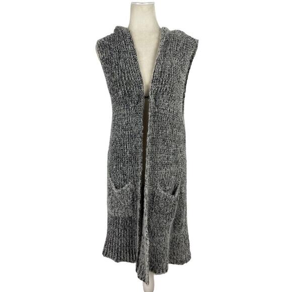 Mia & Tess Sleeveless Longline Open Hoody Cardigan Vest Sweater in Brushed Yarn - Picture 1 of 11
